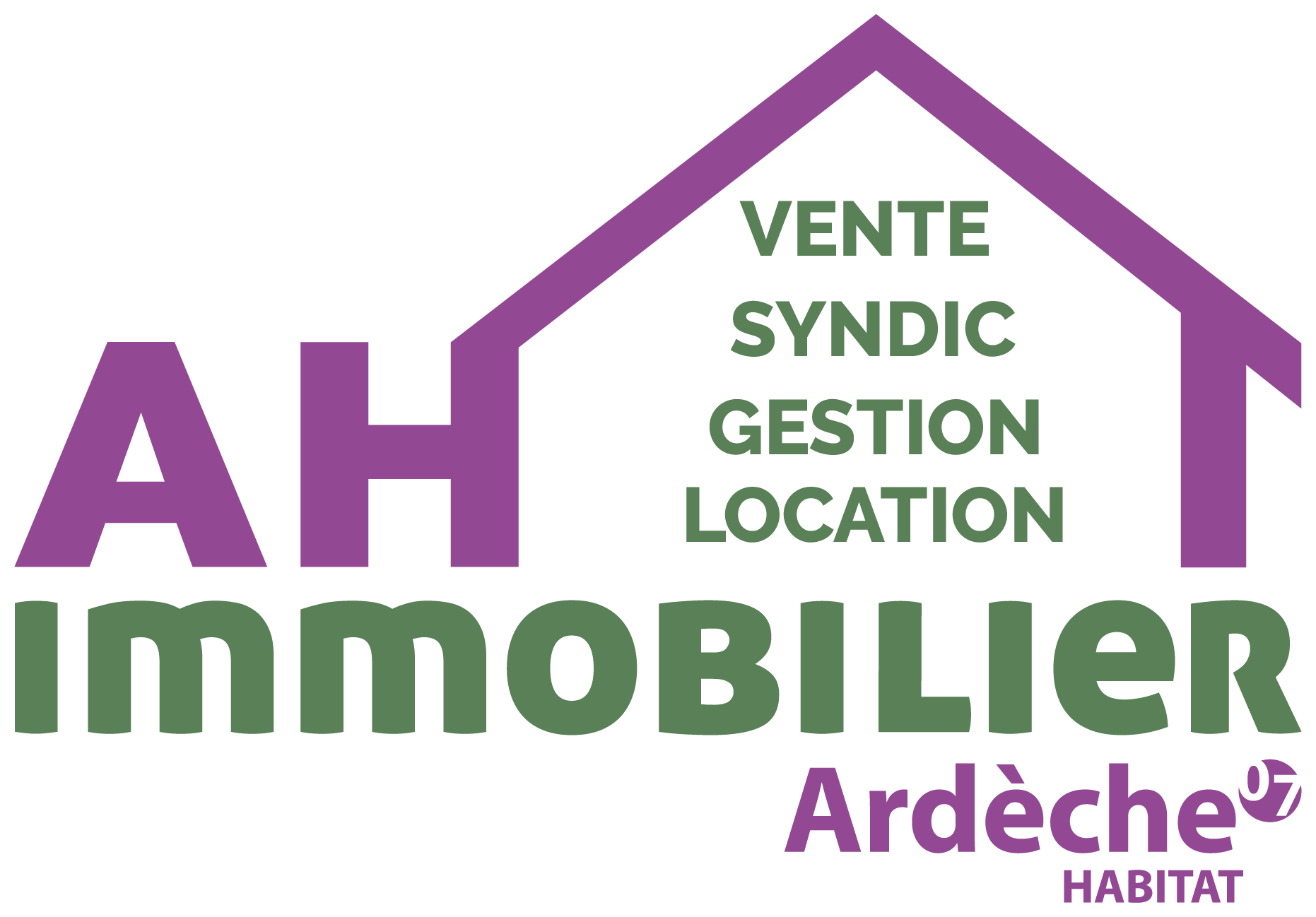 Logo AH Immobilier, pôle immobilier d’Ardèche Habitat : vente, syndic, gestion, location