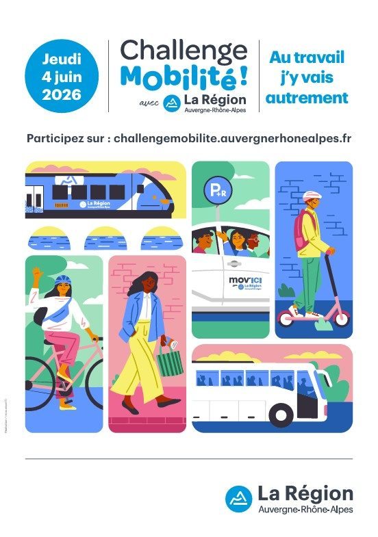 Affiche du Challenge Mobilité 2026 de la Région Auvergne-Rhône-Alpes, jeudi 4 juin 2026